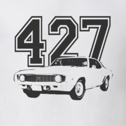 1969 Chevy Camaro  COPO 427 Side Black Graphic Engine Size T Shirt