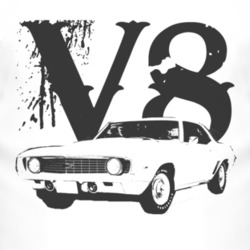 1969 Chevy Camaro COPO 427 Side Black Graphic V8 T Shirt