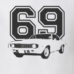 1969 Chevy Camaro COPO 427 Side Black Graphic Year T Shirt