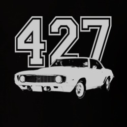 1969 Chevy Camaro  COPO 427 Side White Graphic Engine Size T Shirt