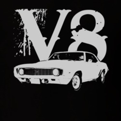 1969 Chevy Camaro COPO 427 Side White Graphic V8 T Shirt
