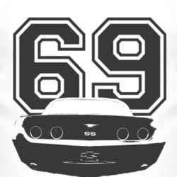 1969 CHEVY CAMARO SS Rear Black Graphic Year T Shirt
