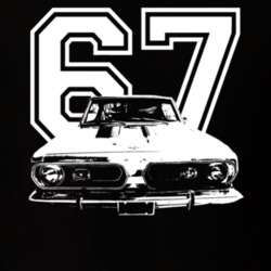 1967 Barracuda Grill View with Year Faded Look Dark T Shirt