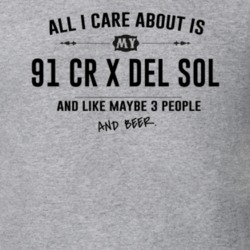 All I Care About Is My 91 Cr X Del Sol And Beer Funny T Shirt