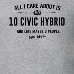 All I Care About Is My 10 Civic Hybrid And Beer Funny T Shirt