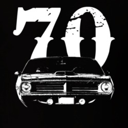 1970 Plymouth Barracuda Grill View With Year Faded Look Dark T Shirt