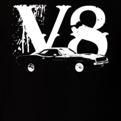 1970 Plymouth Barracuda Side View V8 Faded Look Dark T Shirt