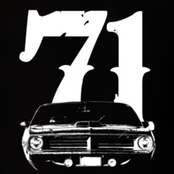 1971 Plymouth Barracuda Grill View With Year Faded Look Dark T Shirt