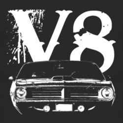 1971 Plymouth Barracuda Grill View V8 Faded Look Dark T Shirt