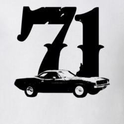 1971 Plymouth Barracuda Side View With Year Faded Look Light T Shirt