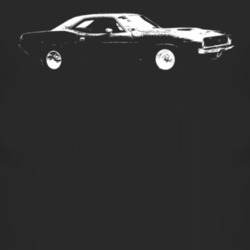 1971 Plymouth Barracuda Side View Faded Look Dark T Shirt