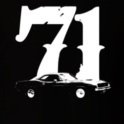 1971 Plymouth Barracuda Side View With Year Faded Look Dark T Shirt