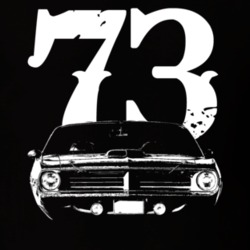 1973 Plymouth Barracuda Grill View With Year Faded Look Dark T Shirt