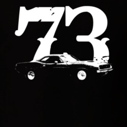 1973 Plymouth Barracuda Side View With Year Faded Look Dark T Shirt