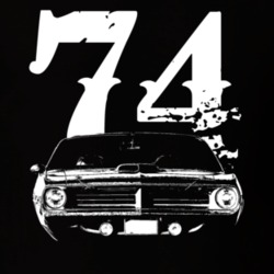 1974 Plymouth Barracuda Grill View With Year Faded Look Dark T Shirt