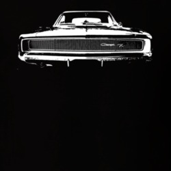 1968 Dodge Charger Grill White Graphic Dark Color Shirt