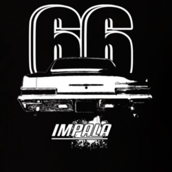 1966 Impala Rear View With Year and Model Dark Color T Shirt
