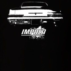 1966 Impala Rear View With Model Dark Color T Shirt
