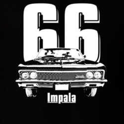 1966 Impala Grill View With Year and Model Dark Color T Shirt