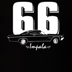 1966 Impala Side View With Year and Model Dark Color T Shirt