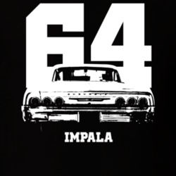 1964 Impala Rear View With Year and Model Dark Color T Shirt