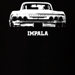 1964 Impala Rear View With Model Dark Color T Shirt