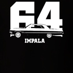 1964 Impala Side View With Year and Model Dark Color T Shirt