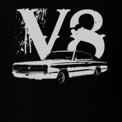 1966 DODGE CHARGER Side White Graphic V8 T Shirt