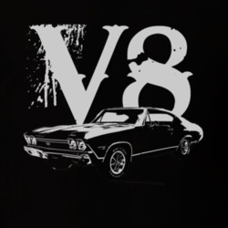 1968 CHEVELLE Side White Graphic V8 T Shirt