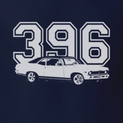 1968 CHEVY NOVA Side White Graphic Engine Size T Shirt
