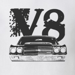 1970 CHEVELLE Grill Black Graphic V8 T Shirt