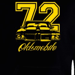 1972 Oldsmobile 442 Grill Year and Model Gold Graphic Black Hooded Pul