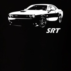 2015 Challenger SRT Side View With Model Dark Shirt