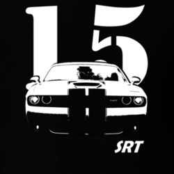 2015 Challenger SRT Grill View With Year and Model Dark T Shirt