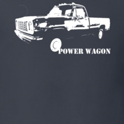1976 Power Wagon Side View With Model Dark T Shirt