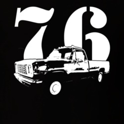 1976 Power Wagon Side View With Year Dark T Shirt
