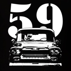 1959 Apache Grill View With Year and Model Dark Shirt