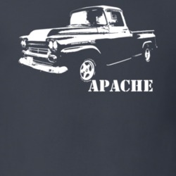 1959 Apache Side View With Model Dark Shirt