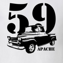 1959 Apache Side View With Year and Model Light Color Shirt
