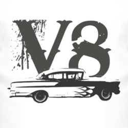 1958 CHEVY BISCAYNE Side Black Graphic V8 T Shirt