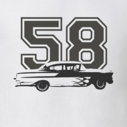 1958 CHEVY BISCAYNE Side Black Graphic Year T Shirt