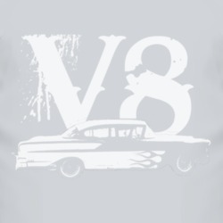 1958 CHEVY BISCAYNE Side White Graphic V8 T Shirt