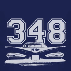 1959 CHEVY BEL AIR Rear White Graphic Engine Size T Shirt