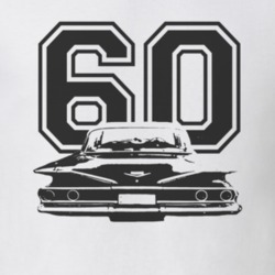 1960 CHEVY BEL AIR Rear Black Graphic Year T Shirt