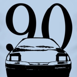 1990 Plymouth Laser Grill View With Year Faded Look T Shirt