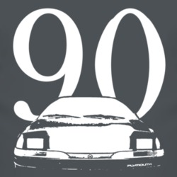 1990 Plymouth Laser Grill View With Year Faded Look T Shirt