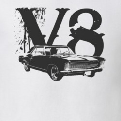 1965 BUICK RIVIERA Side Black Graphic V8 T Shirt
