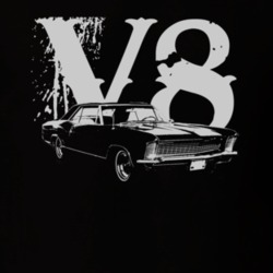 1965 BUICK RIVIERA Side White Graphic V8 T Shirt