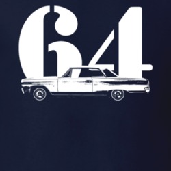 1964 Chevelle Side View With Year Navy T Shirt