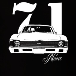 1971 Nova Grill View With Year and Model Dark T Shirt